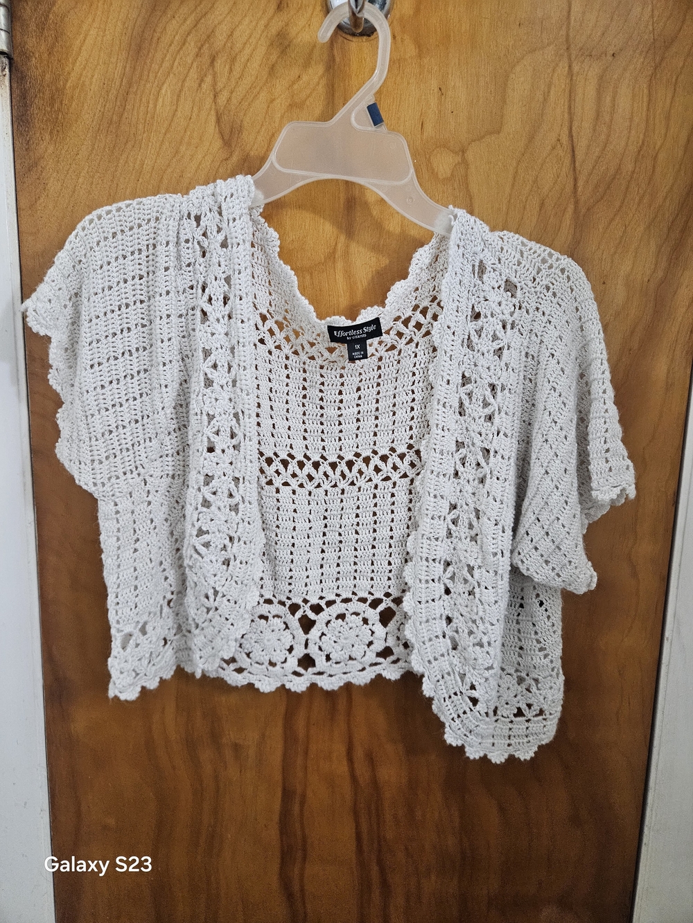 Wonderly White Crochet Open-Front Short Cardigan